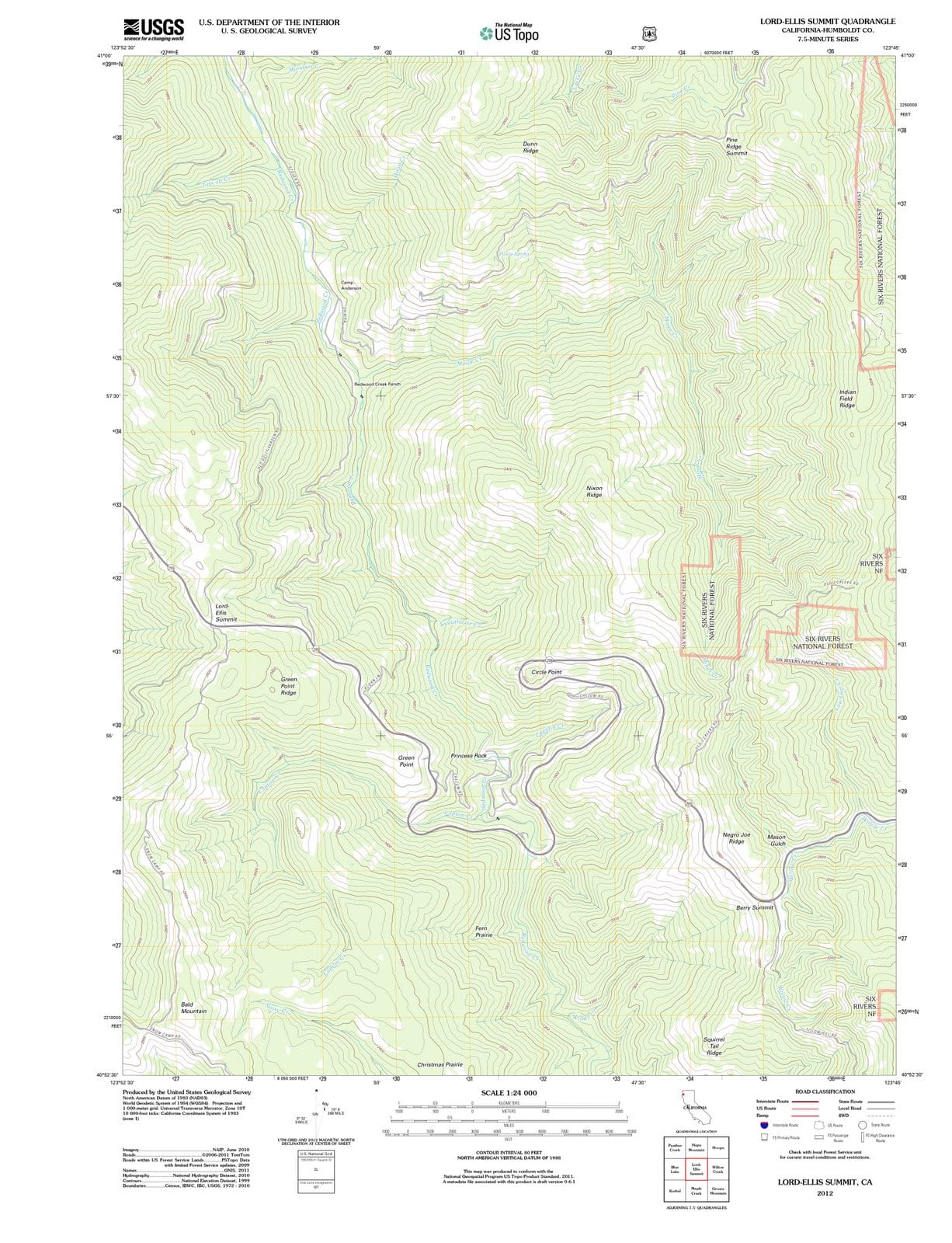 2012 Lord, CA - California - USGS Topographic Map