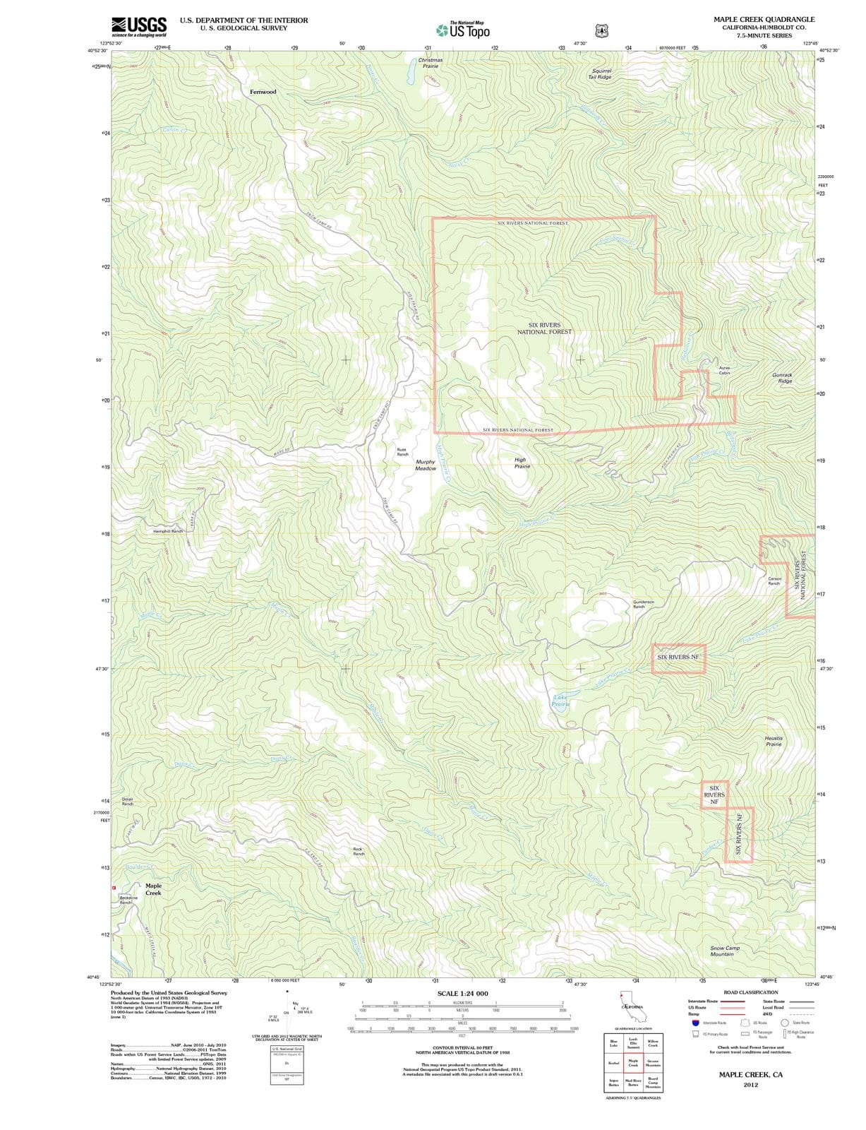 2012 Maple Creek, CA - California - USGS Topographic Map