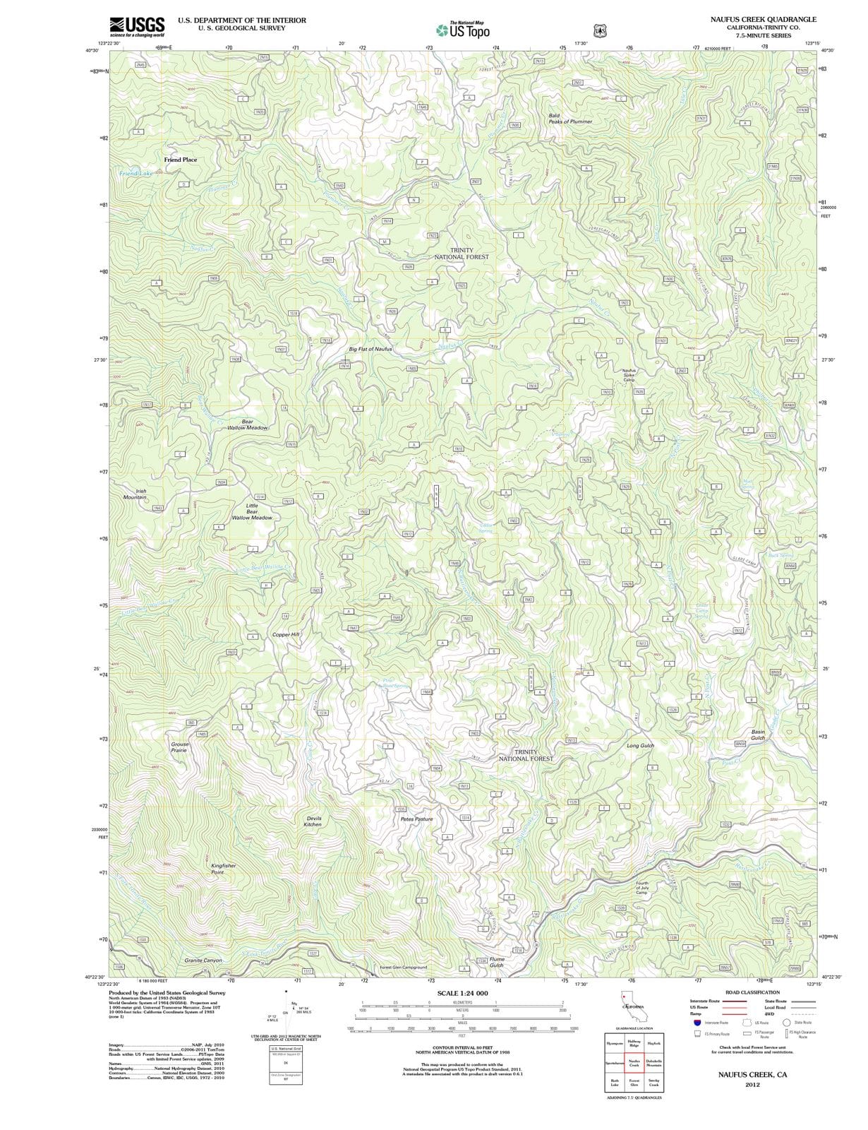 2012 Naufus Creek, CA - California - USGS Topographic Map