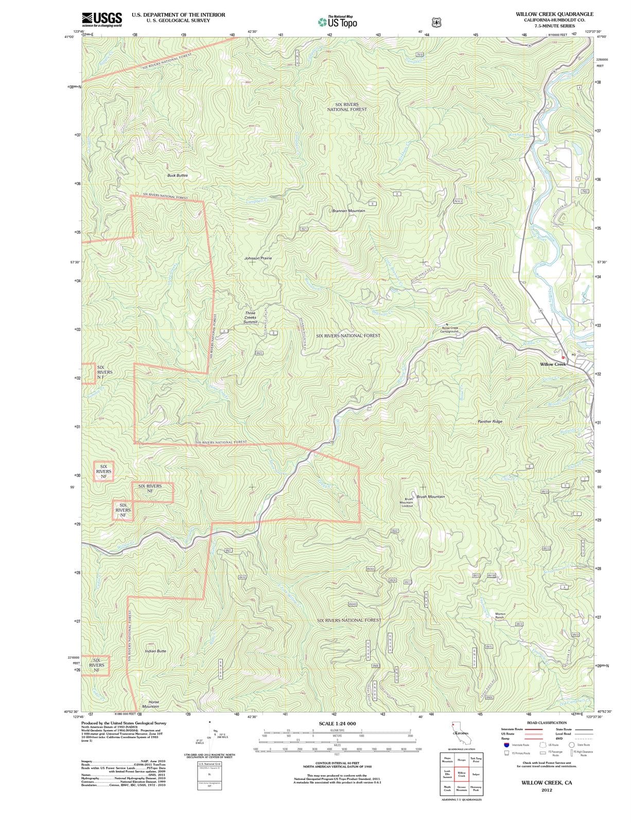 2012 Willow Creek, CA - California - USGS Topographic Map