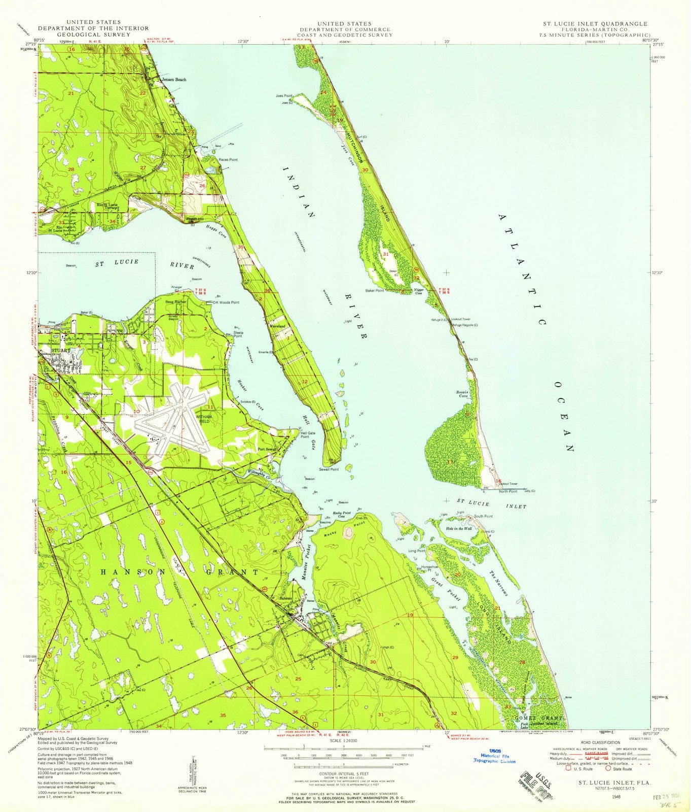 1948 St. Lucie Inlet, FL - Florida - USGS Topographic Map