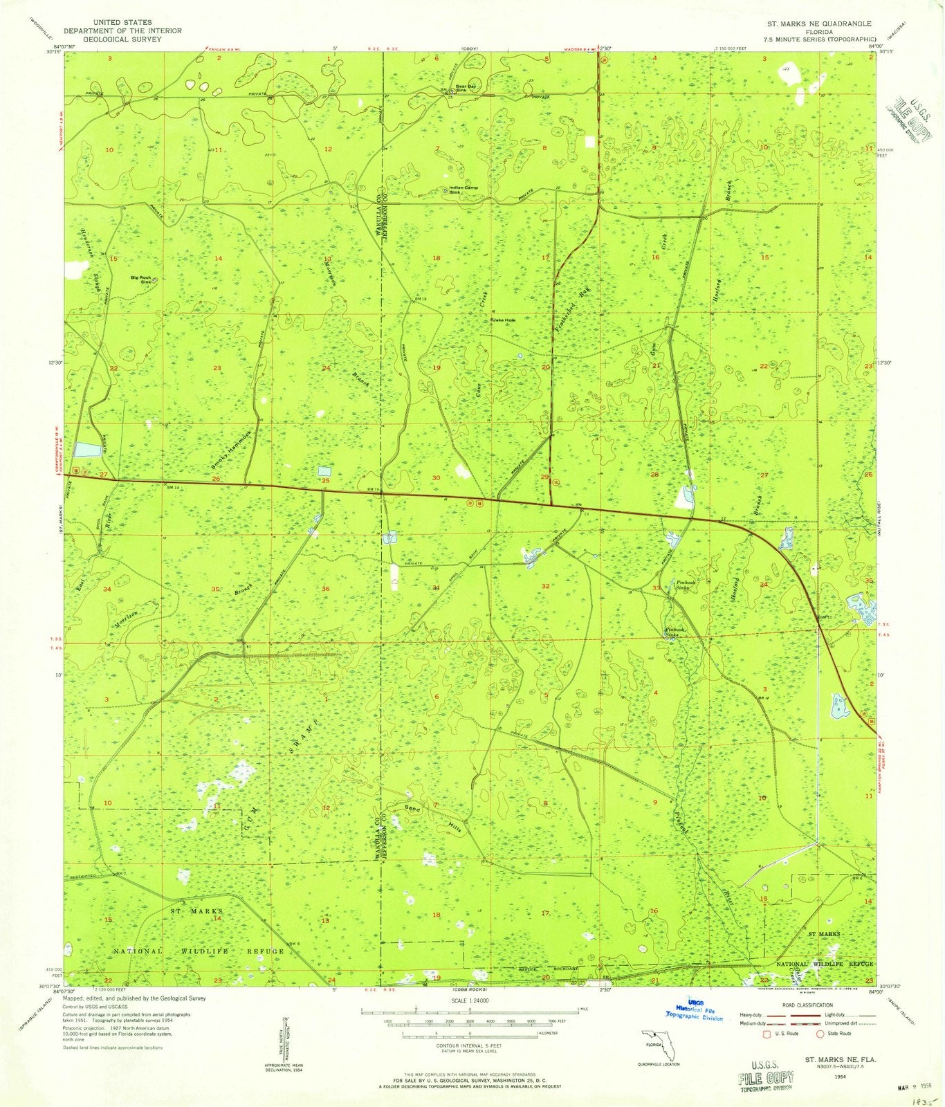 1954 St. Marks, FL - Florida - USGS Topographic Map