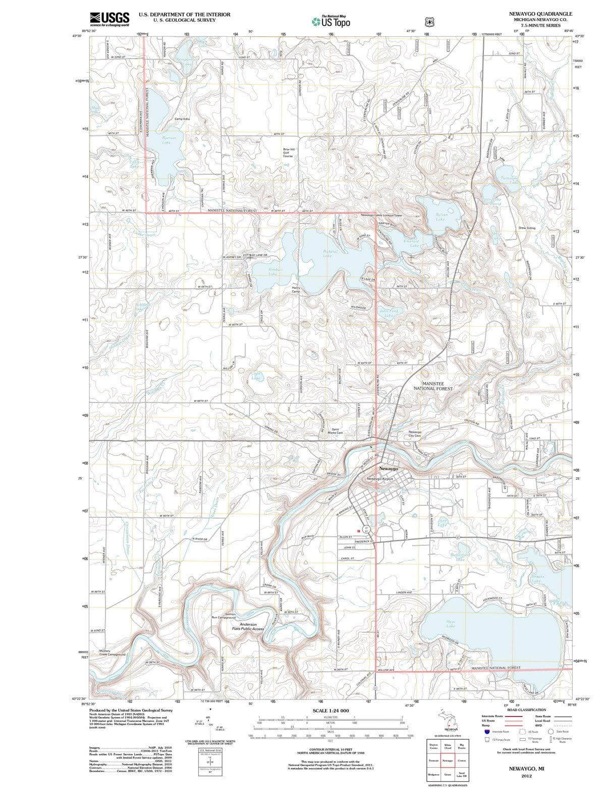 2012 Newaygo, MI - Michigan - USGS Topographic Map
