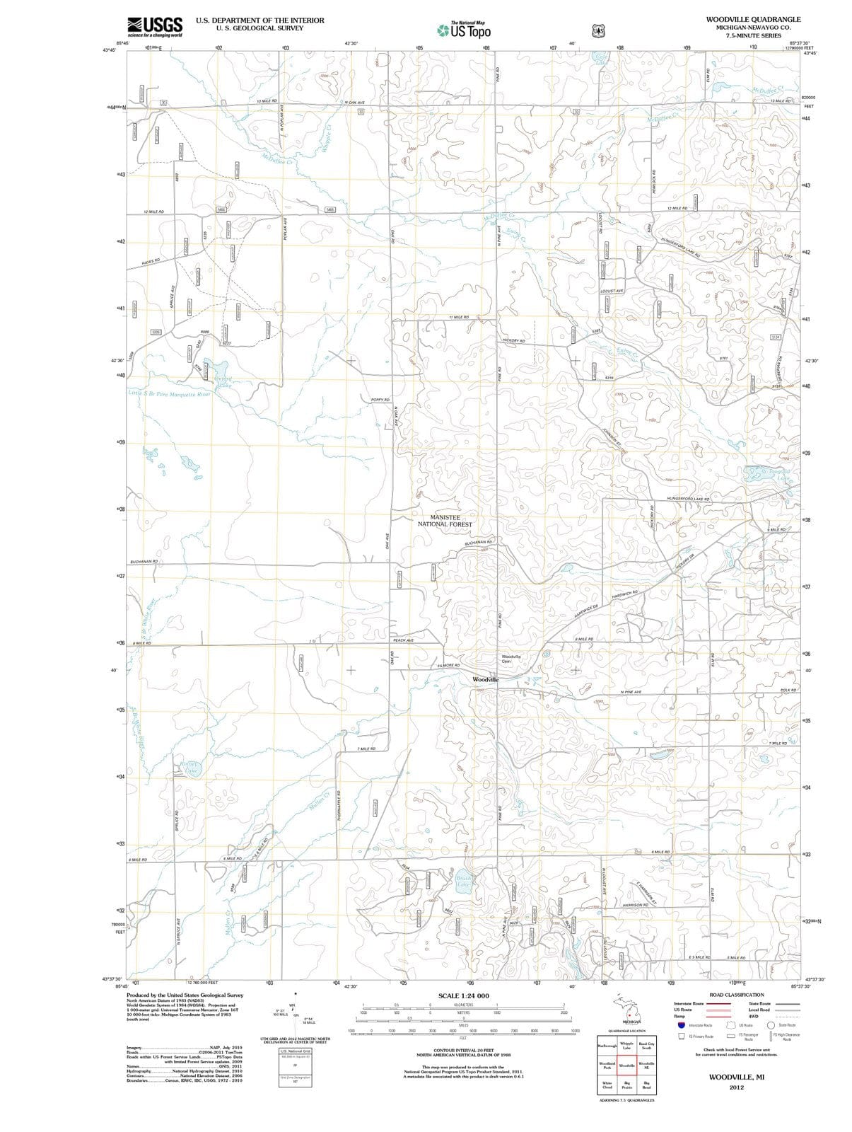 2012 Woodville, MI - Michigan - USGS Topographic Map