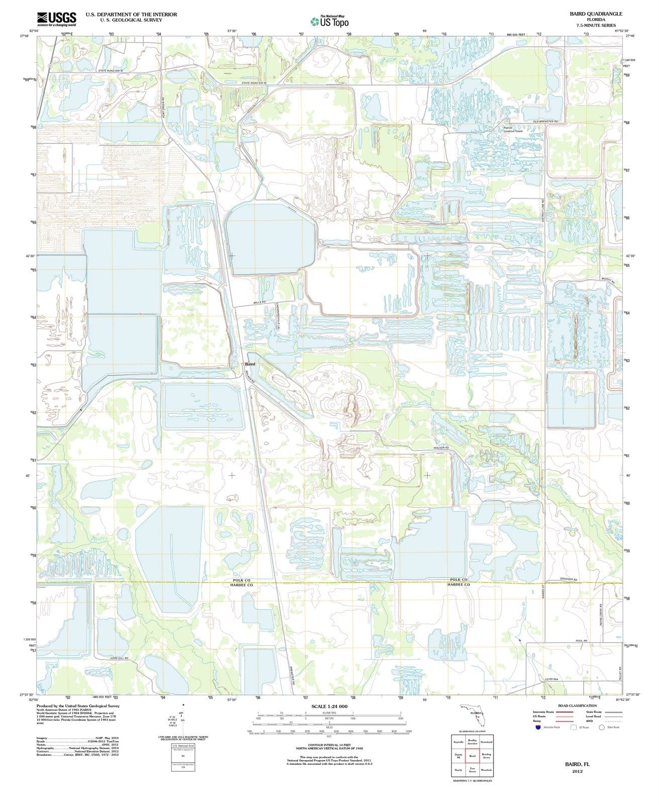 2012 Baird, FL - Florida - USGS Topographic Map