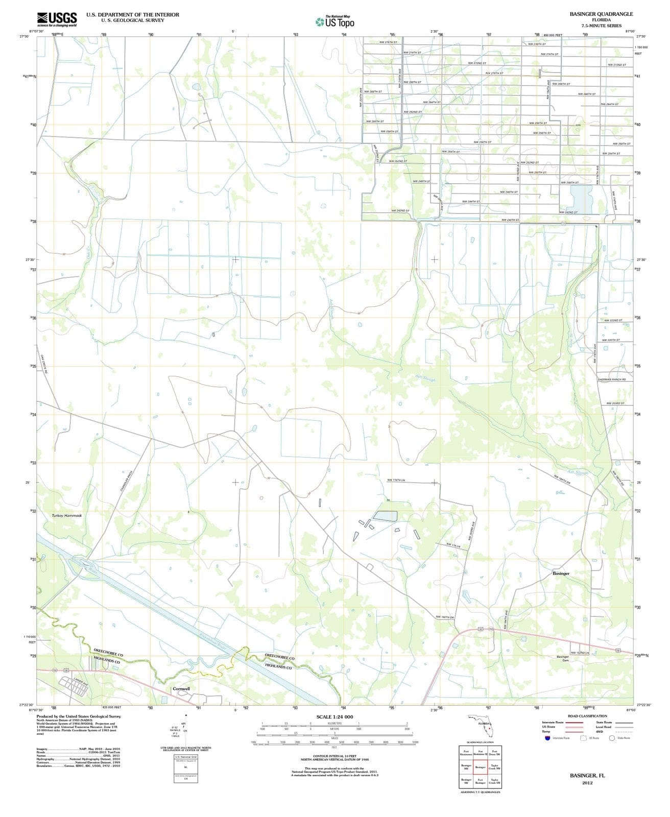 2012 Basinger, FL - Florida - USGS Topographic Map