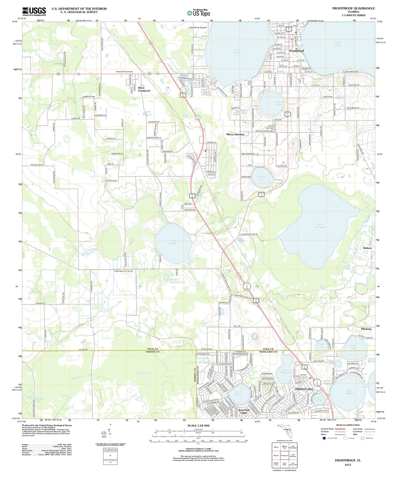 2012 Frostproof, FL - Florida - USGS Topographic Map