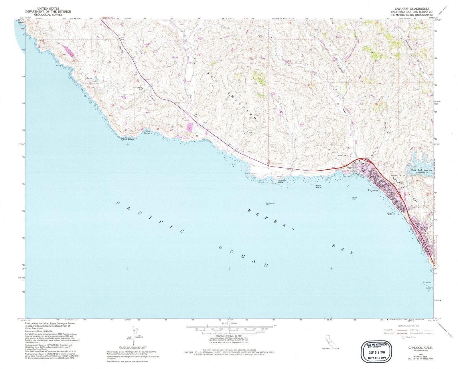 1965 Cayucos, CA - California - USGS Topographic Map