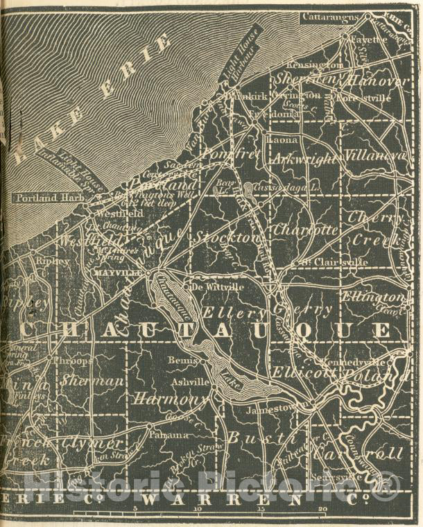 Historic 1838 Map - Chautauque County. - New York (State) - Chautauqua County (N.Y.New York Atlas. - Vintage Wall Art