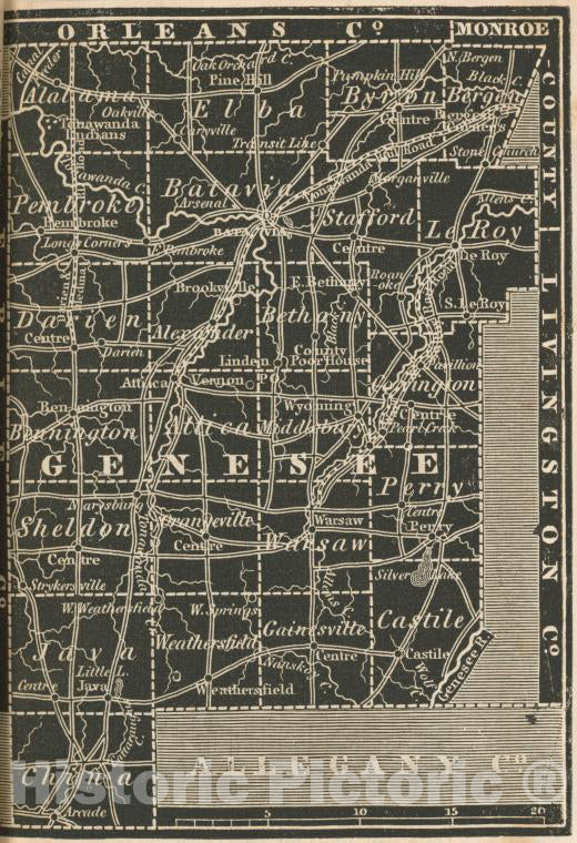 Historic 1838 Map - Genesee County. - New York (State) - Genesee County (N.Y.New York Atlas. - Vintage Wall Art