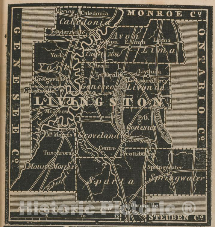 Historic 1838 Map - Livingston County. - New York (Statenew York Atlas. - Vintage Wall Art