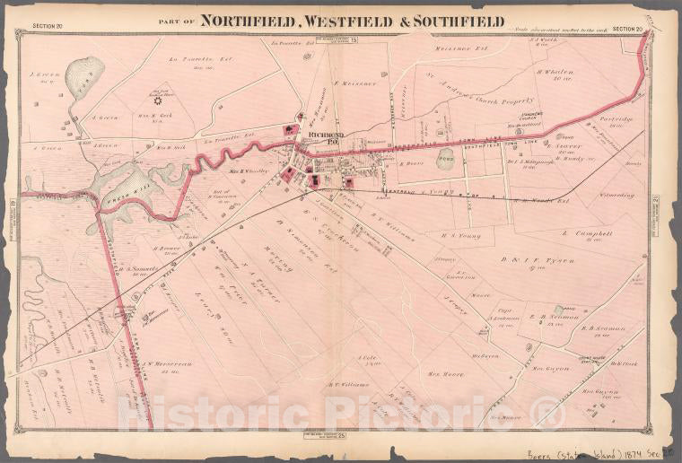 Historic 1874 Map - Part Of Northfield, Westfield & Southfield. - Staten Island (New York, N.Y.)- Atlas Of Staten Island, Richmond County - Vintage Wall Art