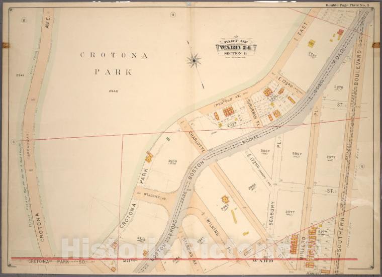 Historic 1901 Map - Double Page Plate No. 5, Part Of Ward 24, Section 11. [Bounded B - Bronx (New York, N.Y.) - New York (State) - Vintage Wall Art