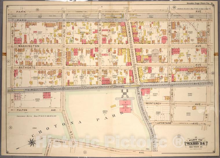Historic 1901 Map - Double Page Plate No. 11, Part Of Ward 24, Section 11. [Bounded - Bronx (New York, N.Y.) - New York (State) - Vintage Wall Art