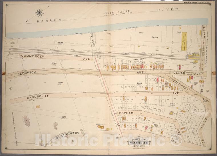 Historic 1901 Map - Double Page Plate No. 15, Part Of Ward 24, Section 11. [Bounded - Bronx (New York, N.Y.) - New York (State) - Vintage Wall Art