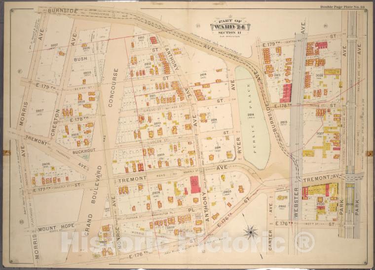 Historic 1901 Map - Double Page Plate No. 18, Part Of Ward 24, Section 11. [Bounded - Bronx (New York, N.Y.) - New York (State) - Vintage Wall Art