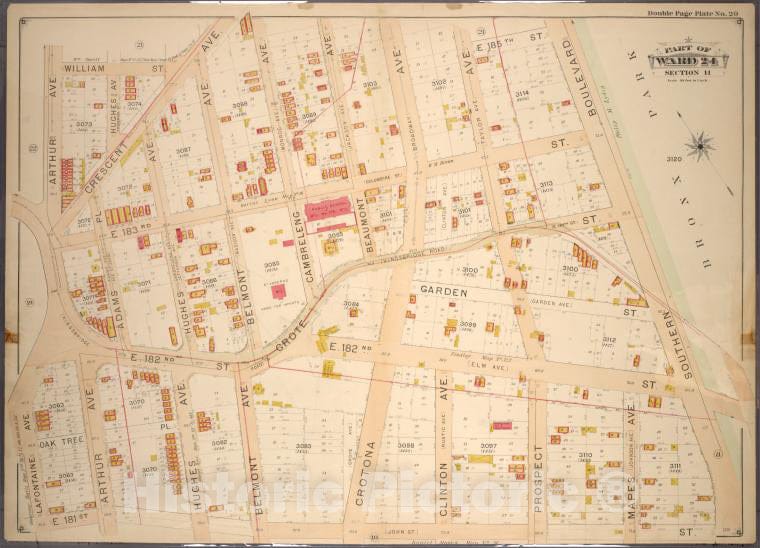 Historic 1901 Map - Double Page Plate No. 20, Part Of Ward 24, Section 11. [Bounded - Bronx (New York, N.Y.) - New York (State) - Vintage Wall Art