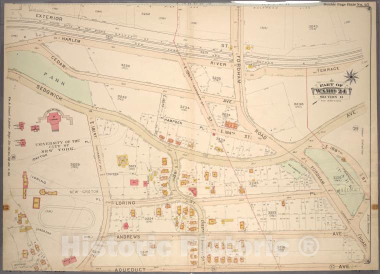 Historic 1901 Map - Double Page Plate No. 25, Part Of Ward 24, Section 11. [Bounded - Bronx (New York, N.Y.) - New York (State) - Vintage Wall Art