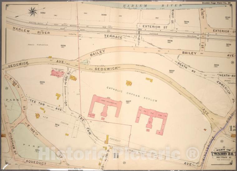 Historic 1901 Map - Double Page Plate No. 26, Part Of Ward 24, Section 11. [Bounded - Bronx (New York, N.Y.) - New York (State) - Vintage Wall Art