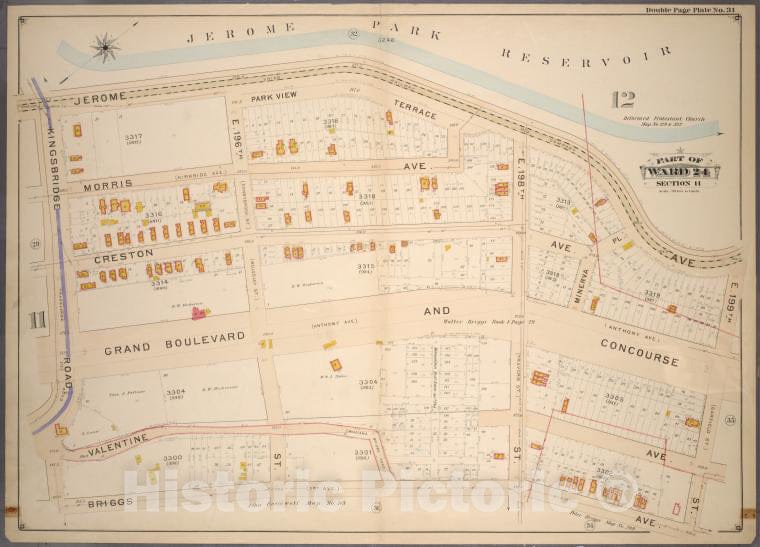 Historic 1901 Map - Double Page Plate No. 31, Part Of Ward 24, Section 11. [Bounded - Bronx (New York, N.Y.) - New York (State) - Vintage Wall Art