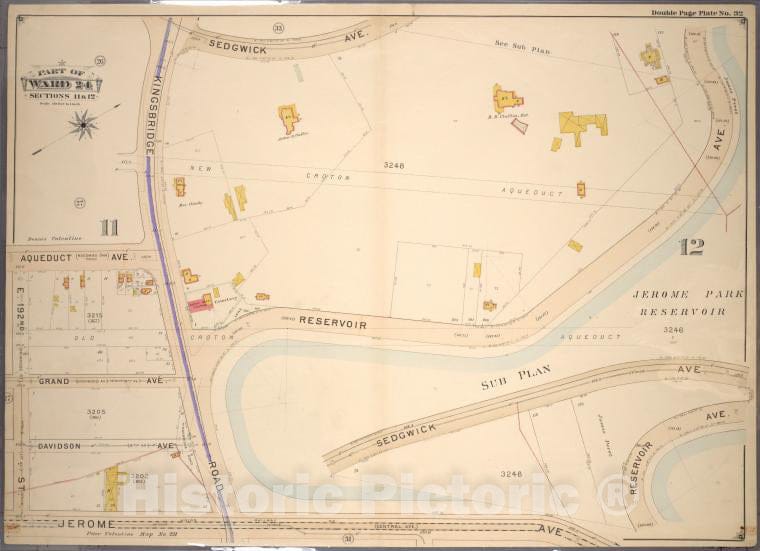 Historic 1901 Map - Double Page Plate No. 32, Part Of Ward 24, Sections 11&12. [Boun - Bronx (New York, N.Y.) - New York (State) - Vintage Wall Art