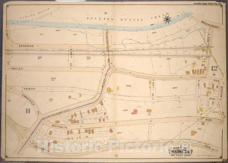 Historic 1901 Map - Double Page Plate No. 33, Part Of Ward 24, Sections 11&12. [Boun - Bronx (New York, N.Y.) - New York (State) - Vintage Wall Art