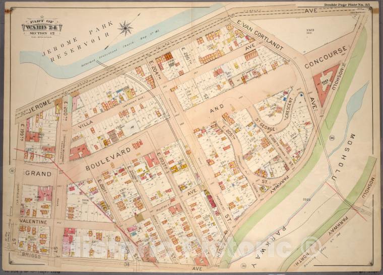 Historic 1901 Map - Double Page Plate No. 35, Part Of Ward 24, Section 12. [Bounded - Bronx (New York, N.Y.) - New York (State) - Vintage Wall Art