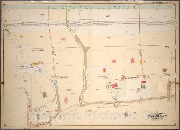 Historic 1901 Map - Double Page Plate No. 52, Part Of Ward 24, Section 13: [Bounded - Bronx (New York, N.Y.) - New York (State) - Vintage Wall Art