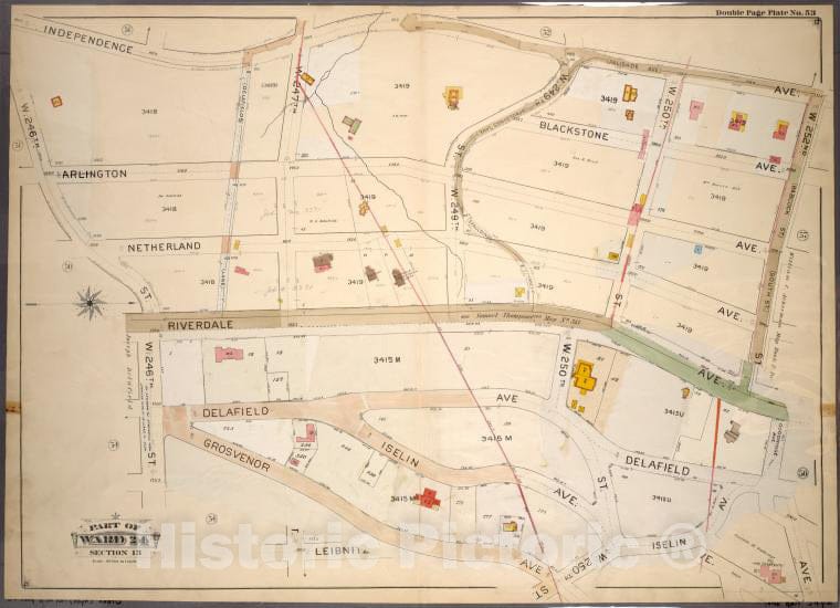 Historic 1901 Map - Double Page Plate No. 53, Part Of Ward 24, Section 13: [Bounded - Bronx (New York, N.Y.) - New York (State) - Vintage Wall Art