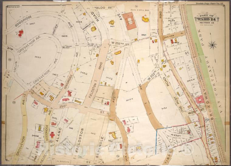 Historic 1901 Map - Double Page Plate No. 55, Part Of Ward 24, Section 13: [Bounded - Bronx (New York, N.Y.) - New York (State) - Vintage Wall Art