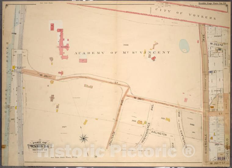 Historic 1901 Map - Double Page Plate No. 59, Part Of Ward 24, Section 13: [Bounded - Bronx (New York, N.Y.) - New York (State) - Vintage Wall Art