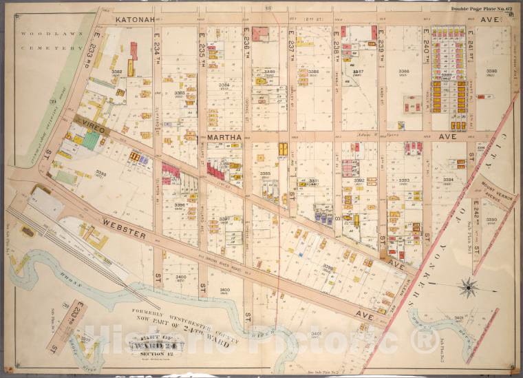 Historic 1901 Map - Double Page Plate No. 62, Part Of Ward 24, Section 12: [Bounded - Bronx (New York, N.Y.) - New York (State) - Vintage Wall Art