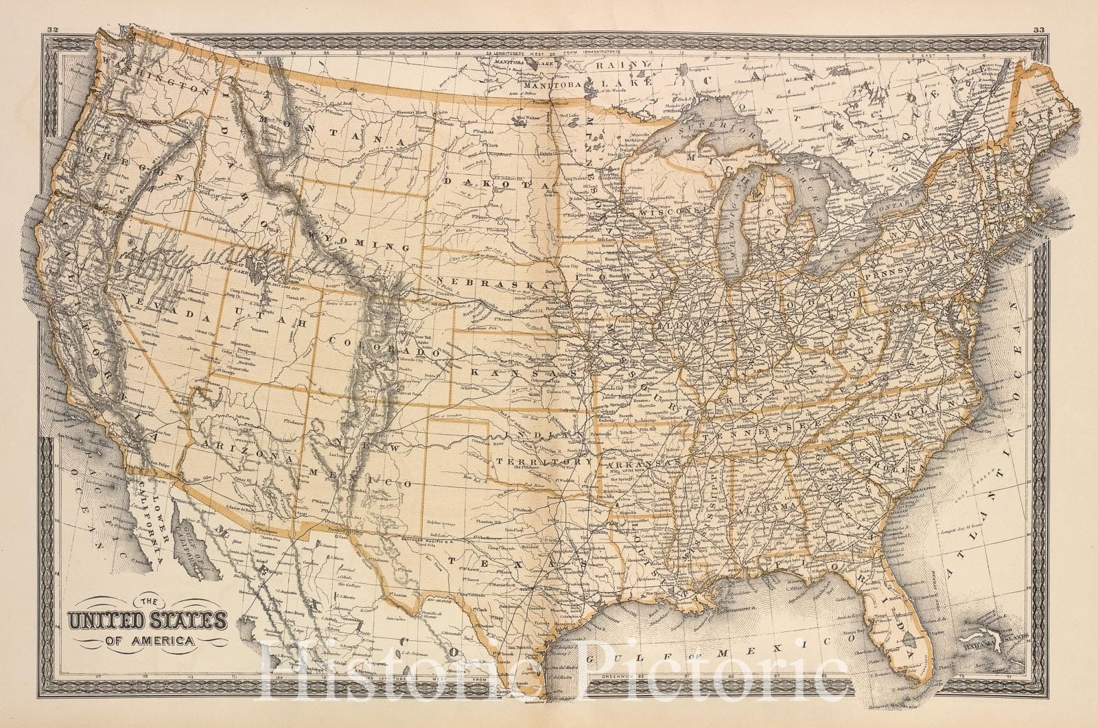 Historic 1880 Map - The United States Of America - Erie County (N.Y.) - New York (State) - Erie County Atlases Of The United States - Atlas Of Erie County, New York. - Vintage Wall Art