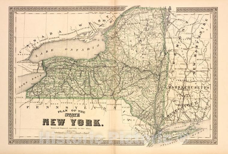 Historic Map - 1880 Plan Of The State Of New York. - Vintage Wall Art
