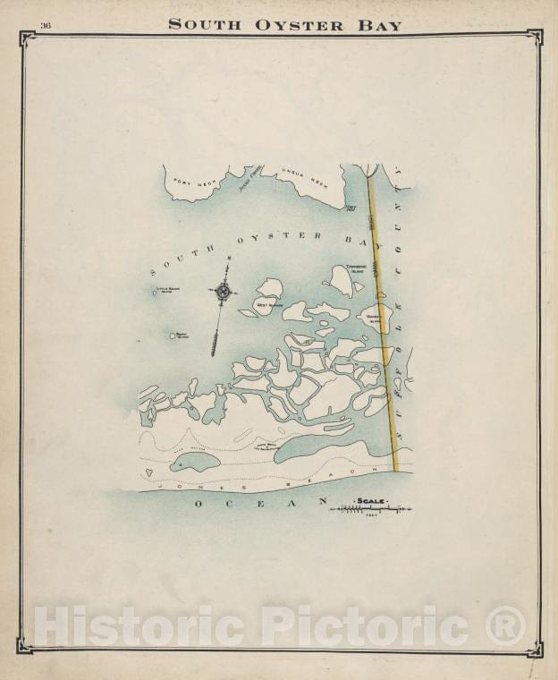 Historic Map - South Oyster Bay - Nassau County (N.Y.)- New York (State) - Nassau County - Vintage Wall Art