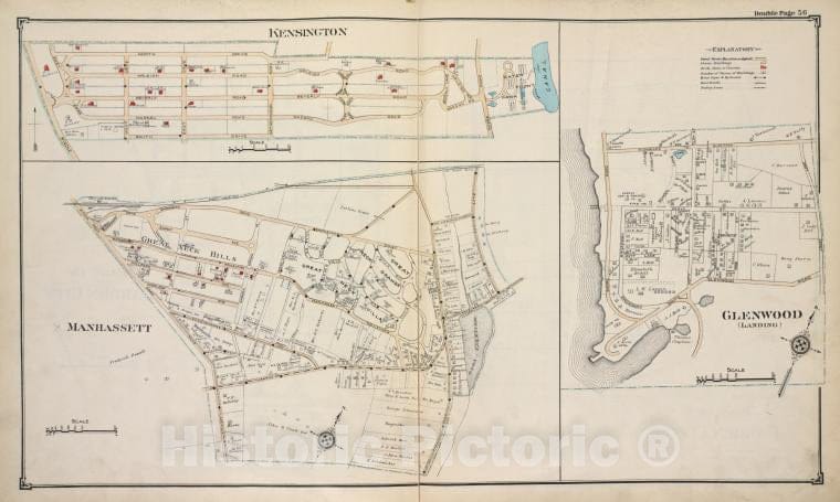 Historic Map - Kensington; Manhassett; Glenwood (Landing) - Nassau County (N.Y.)- New York (State) - Nassau County - Vintage Wall Art