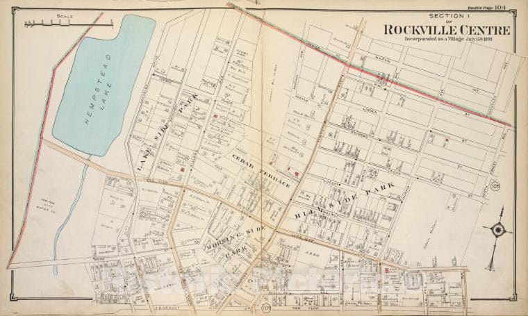Historic Map - Section 1 Of Rockville Centre - Nassau County (N.Y.)- New York (State) - Nassau County - Vintage Wall Art