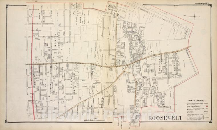 Historic Map - Roosevelt - Nassau County (N.Y.)- New York (State) - Nassau County - Vintage Wall Art