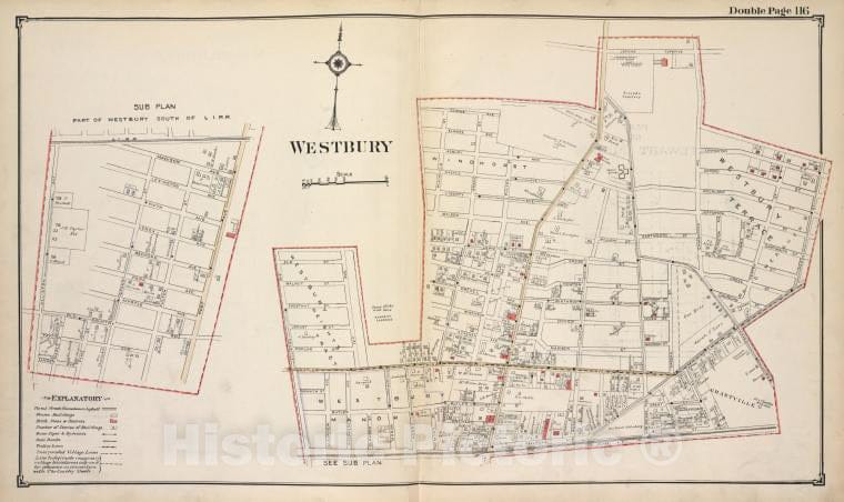Historic Map - Sub Plan; Westbury - Nassau County (N.Y.)- New York (State) - Nassau County - Vintage Wall Art