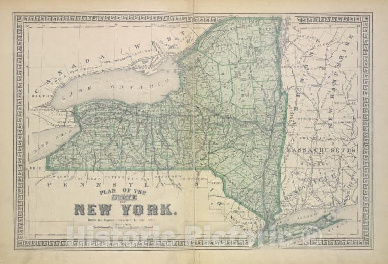 Historic Map - 1875 Plan Of The State Of New York. - Vintage Wall Art