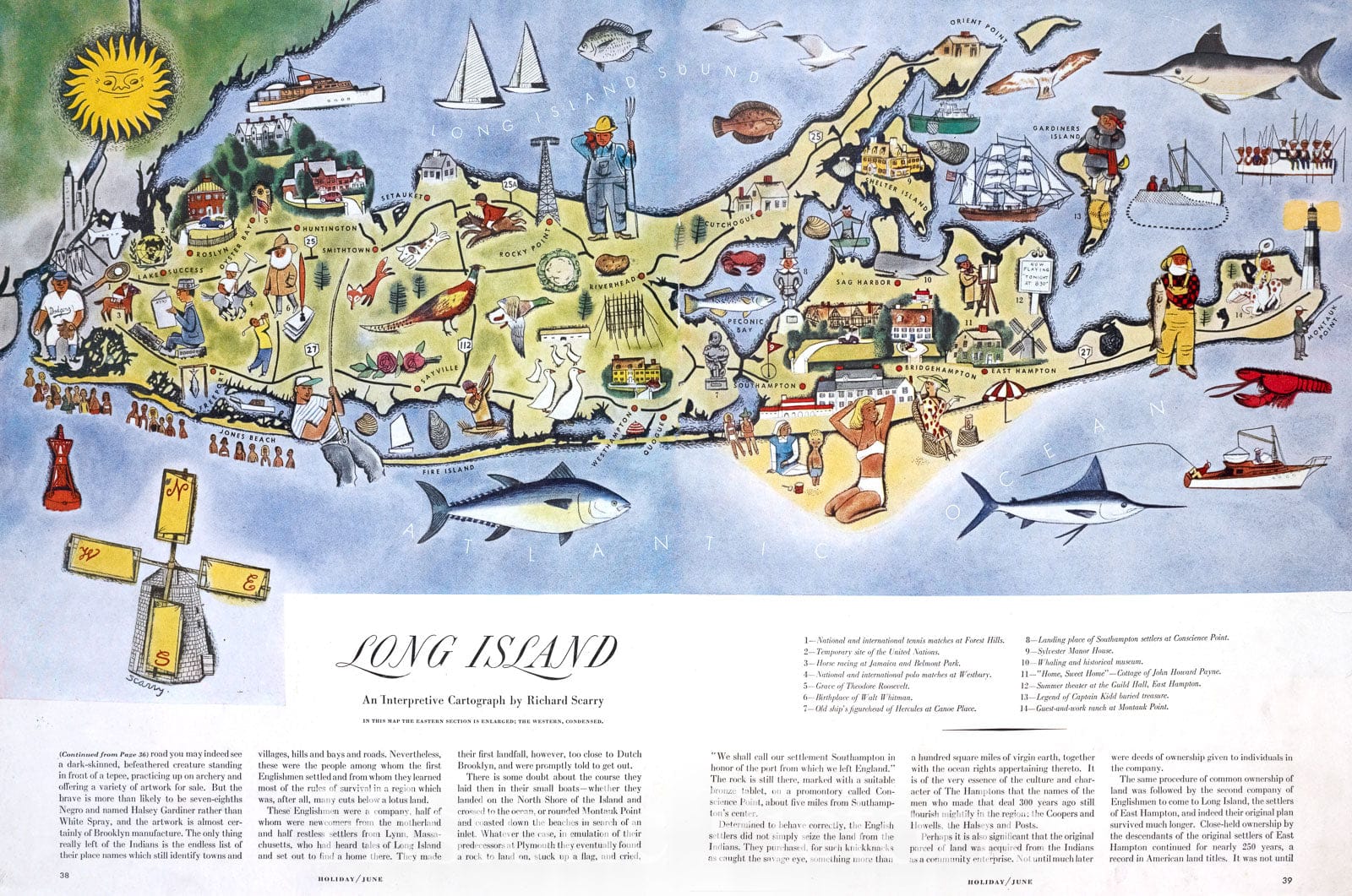 Historic 1947 Map - Long Island: An Interpretive Cartograph - Long Island (N.Y.) - Maps, Pictorialmaps Of New York City And State - Long Island - Vintage Wall Art