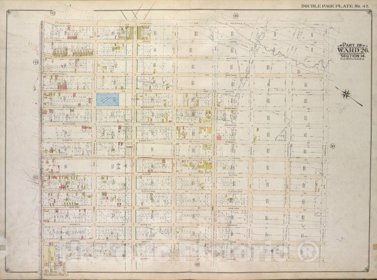 Historic 1916 Map - Brooklyn, Vol. 1, 2Nd Part, Double Page Plate No. 47; Part Of Wa - Brooklyn (New York, N.Y.) - New York (State) - Vintage Wall Art