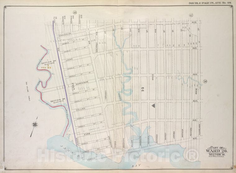 Historic 1916 Map - Brooklyn, Vol. 1, 2Nd Part, Double Page Plate No. 49; Part Of Wa - Brooklyn (New York, N.Y.) - New York (State) - Vintage Wall Art