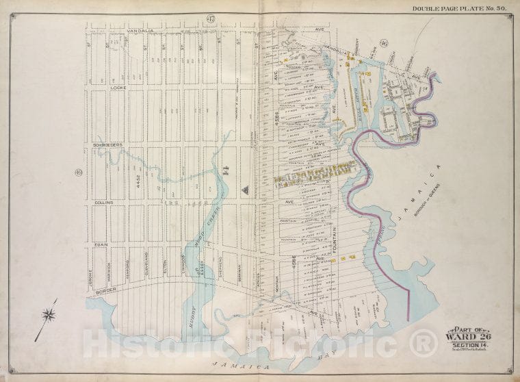 Historic 1916 Map - Brooklyn, Vol. 1, 2Nd Part, Double Page Plate No. 50; Part Of Wa - Brooklyn (New York, N.Y.) - New York (State) - Vintage Wall Art