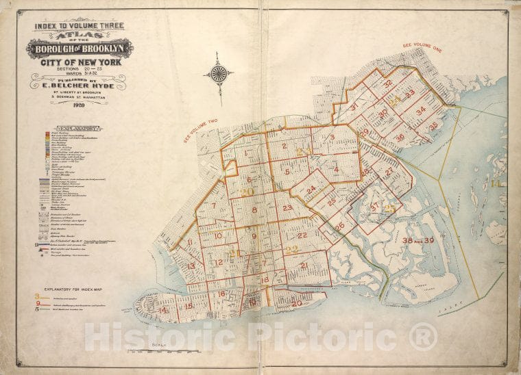 Historic Map - Index To Volume Three. Atlas Of The Borough Of Brooklyn. City Of - Brooklyn (New York, N.Y.) - New York (State) - Vintage Wall Art