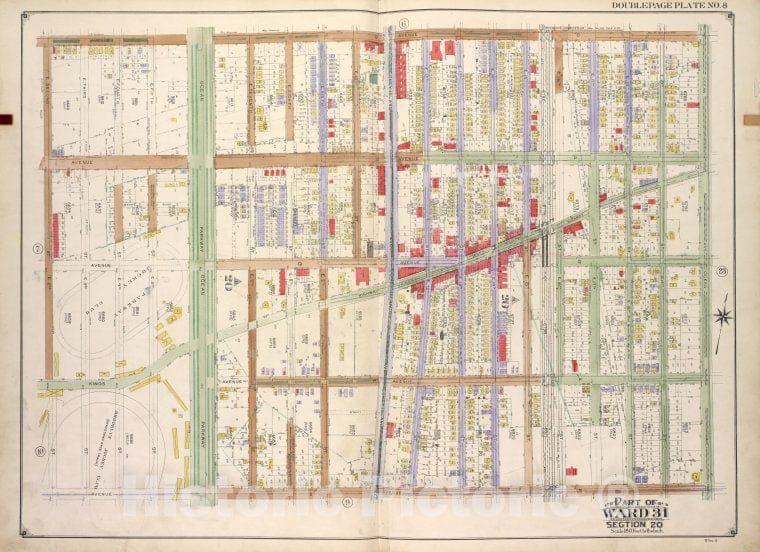 Historic Map - Brooklyn, Vol. 3, Double Page Plate No. 8; Part Of Ward 31, Sect - Brooklyn (New York, N.Y.) - New York (State) - Vintage Wall Art