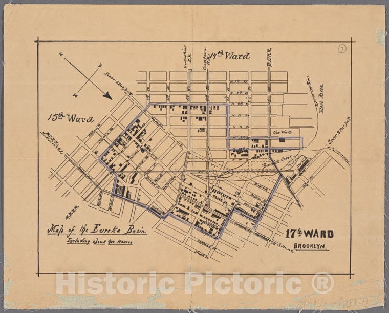 Historic 188-? Map - Map Of The Eureka Basin, Including About 400 Houses. - Brooklyn (New York, N.Y.) Maps Of New York City And State - Brooklyn - Vintage Wall Art