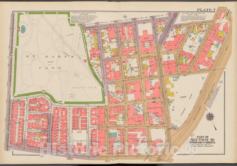 Historic 1942 Map - Double Page Plate No. 7, Part Of Section 10, Borough Of The Bron - Vintage Wall Art