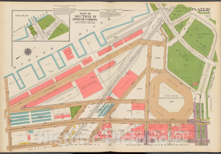Historic 1942 Map - Double Page Plate No. 10, Part Of Section 9, Borough Of The Bron - Vintage Wall Art