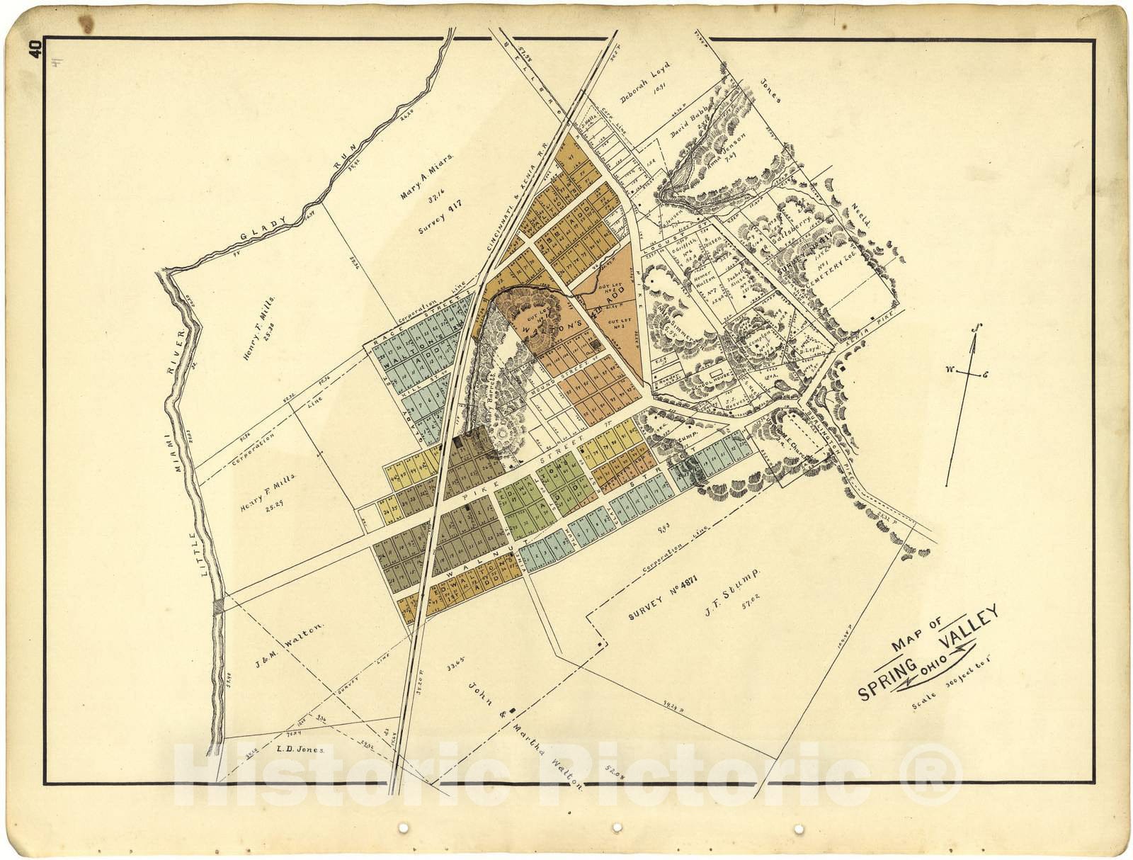 Historic 1896 Map - Riddell's Greene County Atlas, 1896. - Spring Valley Township - Riddell's Atlas of Greene County, Ohio :